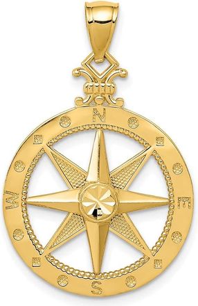 Diamond2Deal 14k Yellow Gold Diamond-cut Polished Compass Pendant