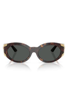 Versace 55mm Oval Sunglasses in Havana /Dark Grey at Nordstrom