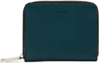 AllSaints Lena Hex Leather Zip Wallet in Emerald Green at Nordstrom