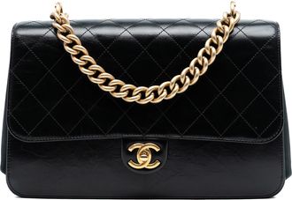 Chanel Tweedehands Paris Cosmopolite Verouderd Kalfsleer Rechte Gecoate Flap