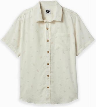 Toes on the Nose Mens Coastline Cotton Short Sleeve Button Up In Pearl Bamboo