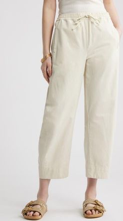 Treasure & Bond Pull-On Crop Barrel Leg Cotton Pants in Ivory Birch at Nordstrom, Size Xx-Large