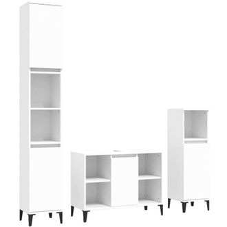 vidaXL Vidaxl - Juego De Muebles De Ba&ntilde;o 3 Pzas Madera Contrachapada Blanco