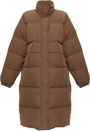 Jil Sander Jas met opstaande kraag en isolatie - Dames - Dons jassen - Bruin - XL - Polyester - Jassen
