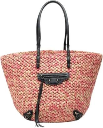 Balenciaga Pre-owned Motocross Panier Tote - Dames - Vintage Shopper - Roze - ONE Size - Leer - Vintage