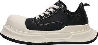 Generic Big Head Thick Soled Sneakers Height Increasing Comfortable Breathable Versatile Casual Sports Shoes for Couples (Black,8.5)