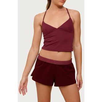 Edikted Felice Cross Back Crop Tank in Burgundy at Nordstrom, Size X-Large