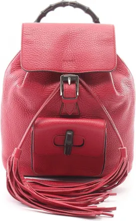 Gucci Red Color Leather Backpack (Pre-Owned)