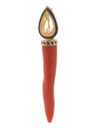 Dezso by Sara Beltran 18K rose gold Cornetto sapphire pendant - women - Enamel/Coral/18kt Rose Gold/Yellow Sapphire - OS - Red