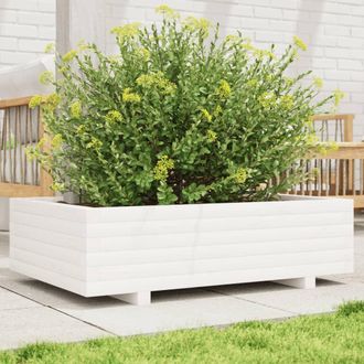 vidaXL Vidaxl - Jardinera De Madera Maciza De Pino Blanco 90x40x26,5 Cm