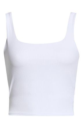 Lord & Taylor Crop Rib Tank Top in Brilliant White at Nordstrom, Size X-Large
