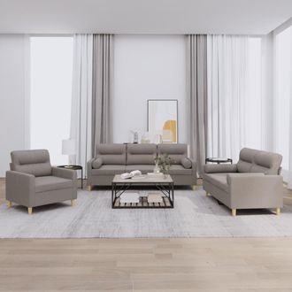 vidaXL Vidaxl - Juego De Sof&aacute;s Con Cojines 3 Piezas Tela Gris Taupe