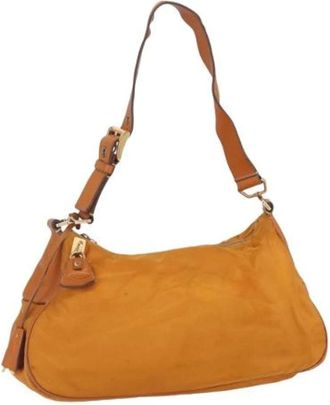 Prada Pre-owned Shoulder Bags, female, Orange, Size: ONE SIZE Pre-owned Nylon Shoulder Bag