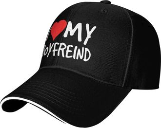 Generic I Love My Boyfriend Unisex Dad-Cap Soft Snapback-Cap Classic Sun-Cap for Running Outdoor Hiking