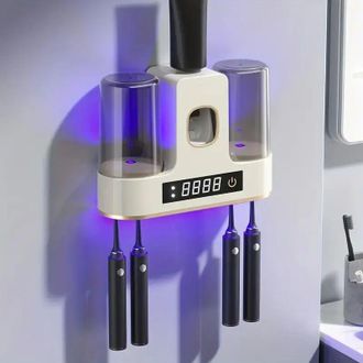 OEM Soporte De Pared Para Cepillos De Dientes Con Esterilizaci&oacute;n Uv Y Dispensador Autom&aacute;tico De Pasta Dental: Almacenamiento Higi&eacute;nico Para El Ba&ntilde;o - Crez