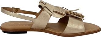 Tod's Tods Fringed Flat Sandals in Metallic Gold Leather