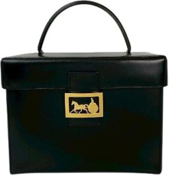 Celine Pre-owned Handbags, female, Black, Size: ONE SIZE Pre-owned Horse Carriage Hardware Vanity Bag