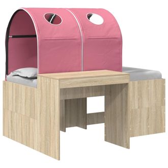 vidaXL Cama Con T&uacute;nel 3 Uds. Roble Sonoma Y Rosa Madera De Ingenier&iacute;a Vidaxl