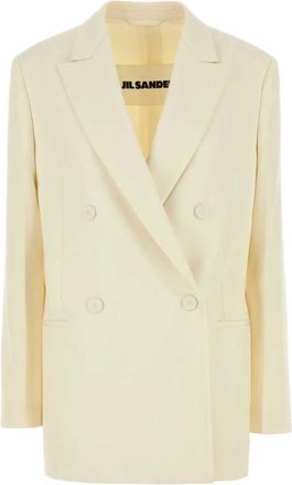 Jil Sander Cr&egrave;mekleurige wollen blazer - Dames - Blazers - Beige - XS - Wol - Jassen
