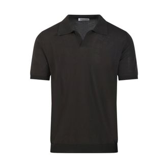 Roberto Collina Polo Shirts, male, Black, Size: L 08 Moro Polo