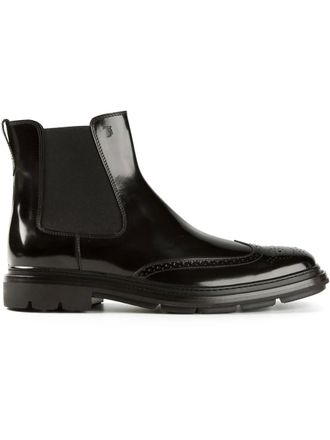 Tod's brogue detailing Chelsea boots - Nero