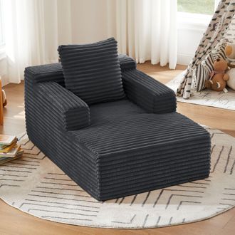 STILVORA Divano Modulare In Velluto A Coste Con Funzione Letto E Cuscino, Senza Montaggio, Grigio Scuro