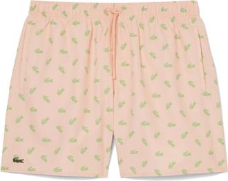 Lacoste Zwemshorts met krokodillenprint- halflang - Heren - Strandmode - Roze - S - Polyester - Badmode