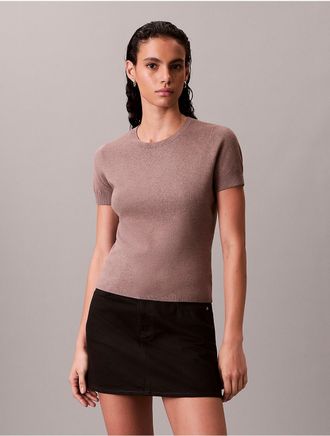 Calvin Klein Womens Tech Knit T-Shirt - Brown - XS