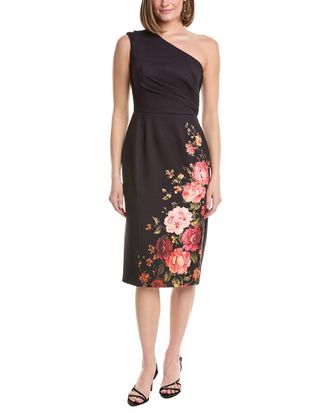 Rene Ruiz Asymmetric Neckline Stretch Crepe Cocktail Dress