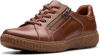 Clarks Womens Caroline Janna Sneaker, Tan Leather, 3.5 UK
