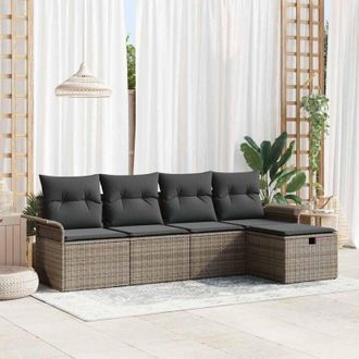 vidaXL Conjunto De Sof&aacute; De Jard&iacute;n 5 Pcs Gris 251 X 117 X 85 Cm Vidaxl