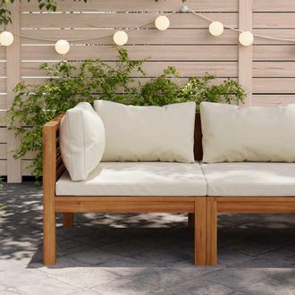 vidaXL Vidaxl - Sof&aacute; Esquinero Seccional Coj&iacute;n Blanco Crema Madera De Acacia