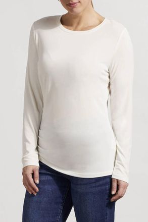 Tribal Ruched Side Knit Top In Cream