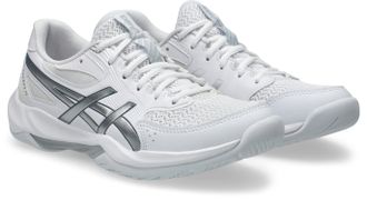 Asics Hallenschuh ASICS GEL-ROCKET 12, Damen, Gr. 37,5, weiss (wei&szlig;, pure silber), Synthetik, Schuhe Hallenschuh, besonders geeignet f&uuml;r Handball und Volley