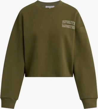 Favorite Daughter Womens Cropped Collegiate Chest Logo Sweatshirt In Smoketree