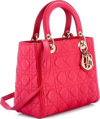 Dior Lady Dior Bag Cannage Quilt Lambskin Medium satchel - Rosa