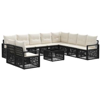 vidaXL Conjunto De Sof&aacute;s De Jard&iacute;n 11 Pcs Negro Rat&aacute;n Sint&eacute;tico Vidaxl