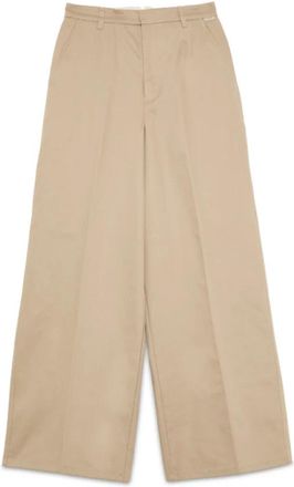 Roy Rogers Pantalone in cotone dritto - Dames - Wijde Broeken - Beige - W26 - Katoen - Broeken
