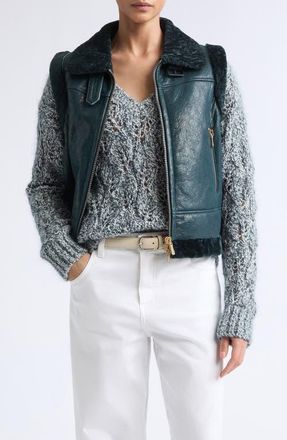 Eleventy Genuine Shearling Vest in 178 Dark Jade at Nordstrom, Size 48