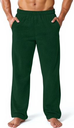 Generic Mens Fleece Lounge Pants Ultra-Soft Plush Pajama Bottoms with Elastic Waist & Pockets, Warm Fuzzy Sleepwear Trousers for Winter, Cozy Loungewear for H