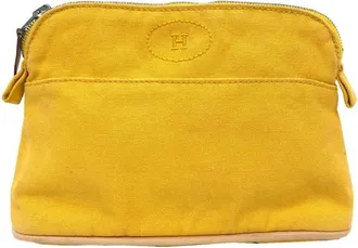 Herm&egrave;s Yellow Cotton Pouch (Pre-Owned)