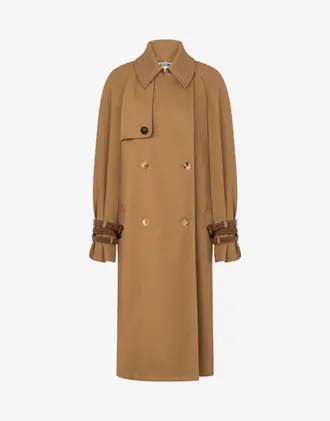 Moschino Cotton blend gabardine trench coat - Brown