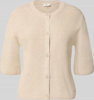 s.Oliver Red Label Regular Fit Strickjacke aus Baumwoll-Mix in Ecru, Gr&ouml;&szlig;e 36