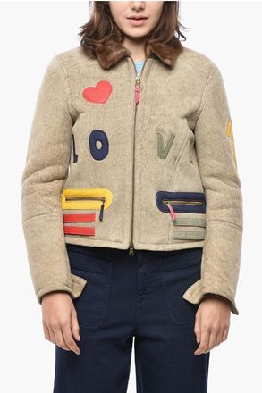 HISTORY REPEATS Embroidered Shearling Jacket size 40