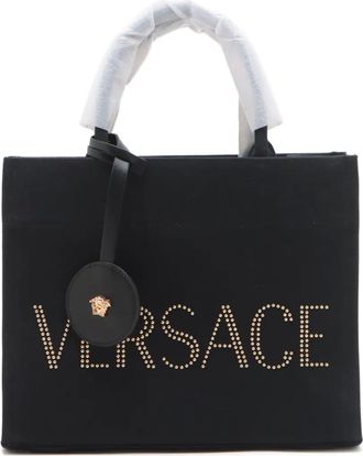 Versace Borsa tote in tela con logo 2020-2024 - Nero