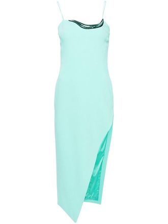 DAVID KOMA appliqu&eacute;-detail crepe midi dress - women - Acetate/Viscose/Elastane/Viscose/Polyester/Polyacrylic - 6 - Green