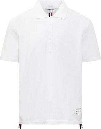 Thom Browne Klassiek Piqu&eacute; Poloshirt - Heren - Polos - Wit - XL - Katoen - Tops