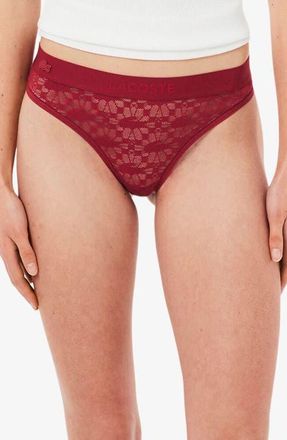 Lacoste Lace Thong in Bordeaux at Nordstrom, Size Xx-Small