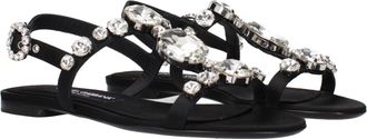 Dolce & Gabbana Womens Black Satin Flat Sandals