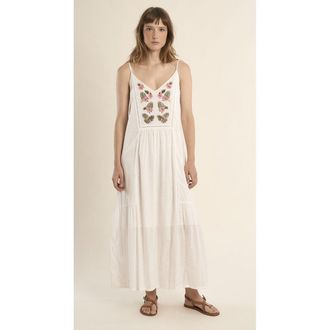 Molly Bracken Lange jurk met bandjes en borduursels